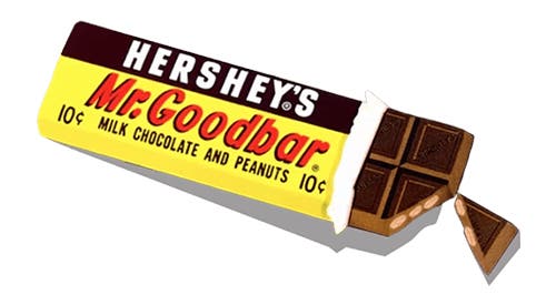 partially unwrapped original hersheys mr goodbar candy bar
