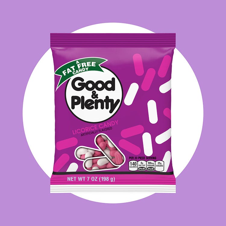 small bag of good and plenty licorice candy