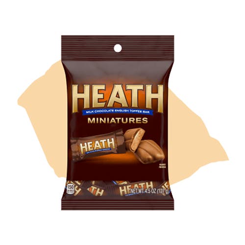 bag of heath miniatures chocolatey english toffee candy bars