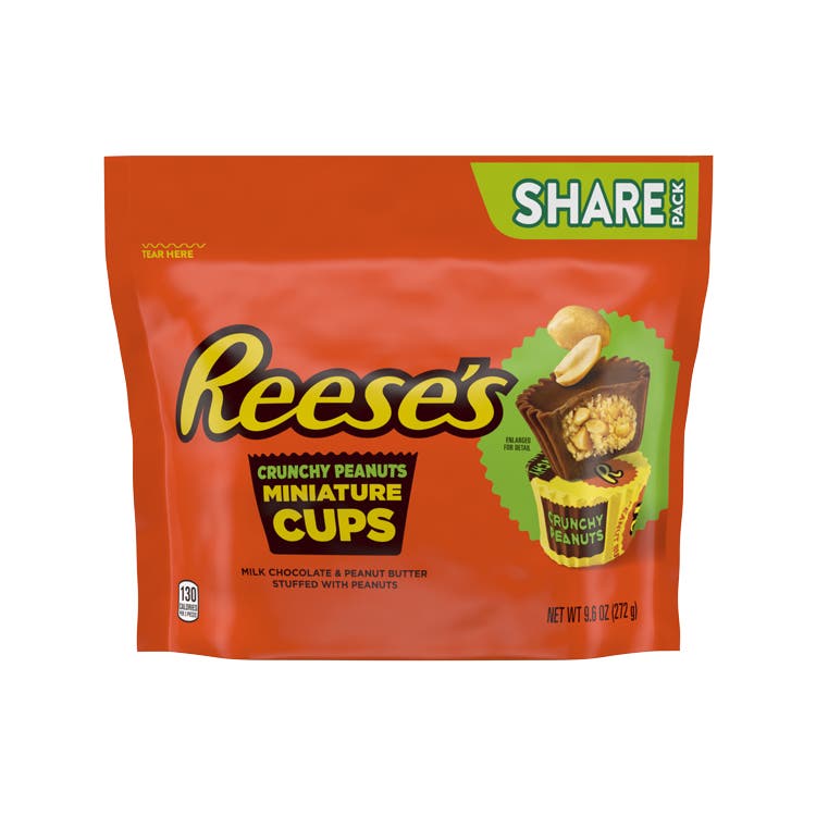 bag of reeses crunchy peanuts milk chocolate miniatures peanut butter cups