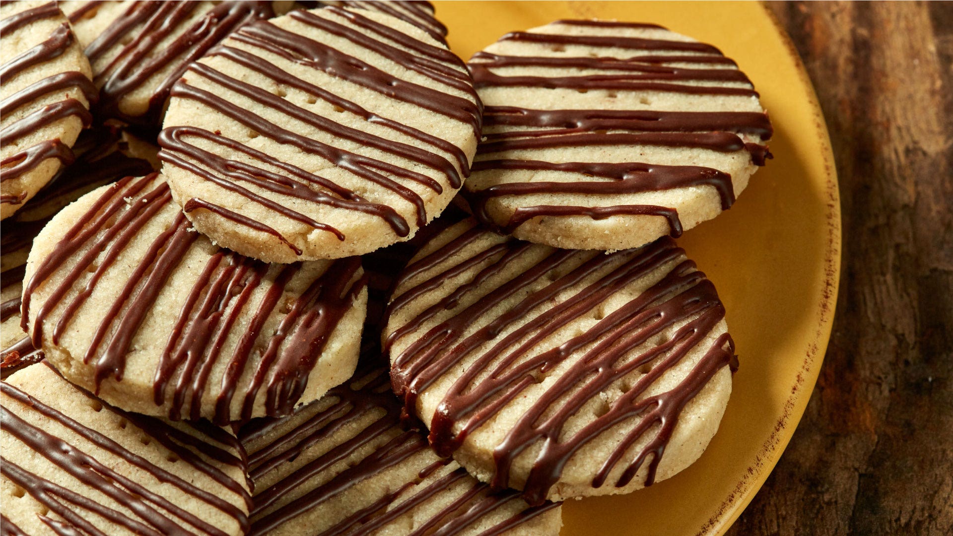 Image of Vegan Chocolate Drizzled Shortbread Cookies