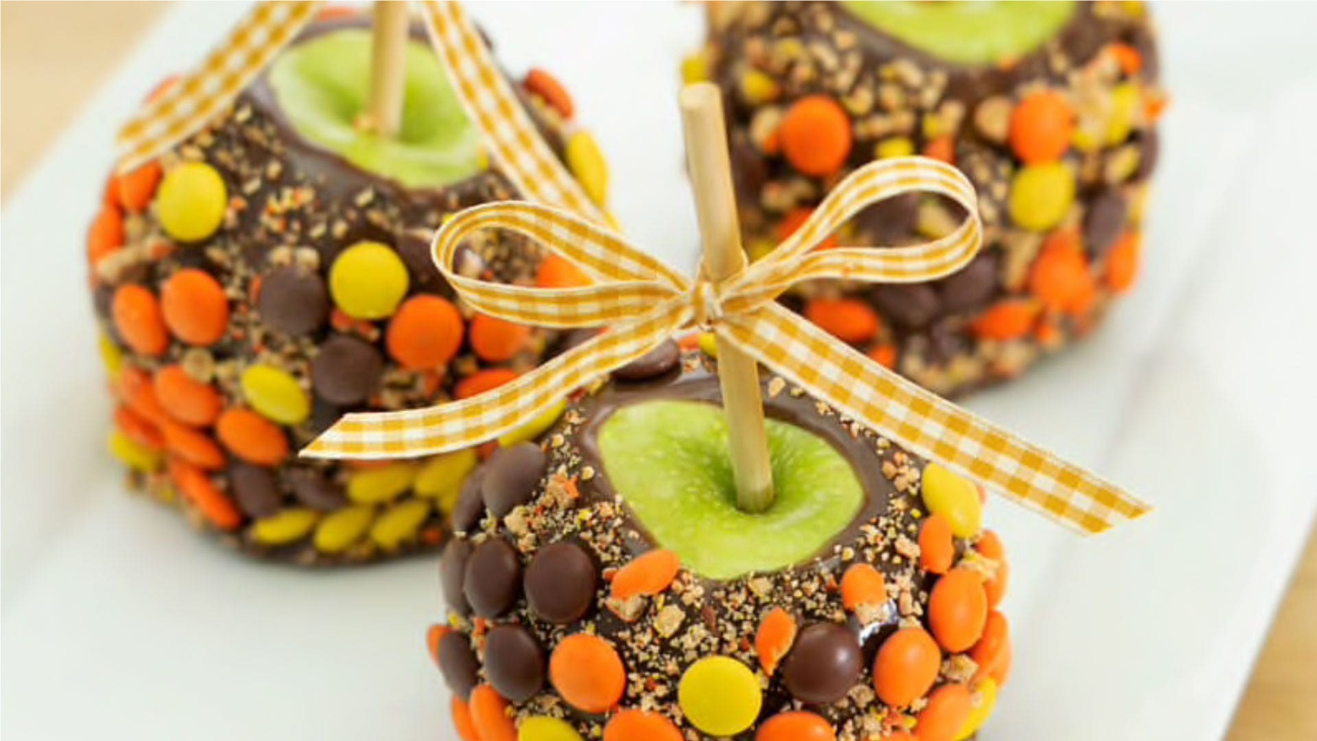 Image of REESE'S PIECES Candy Chocolate and Caramel Apple