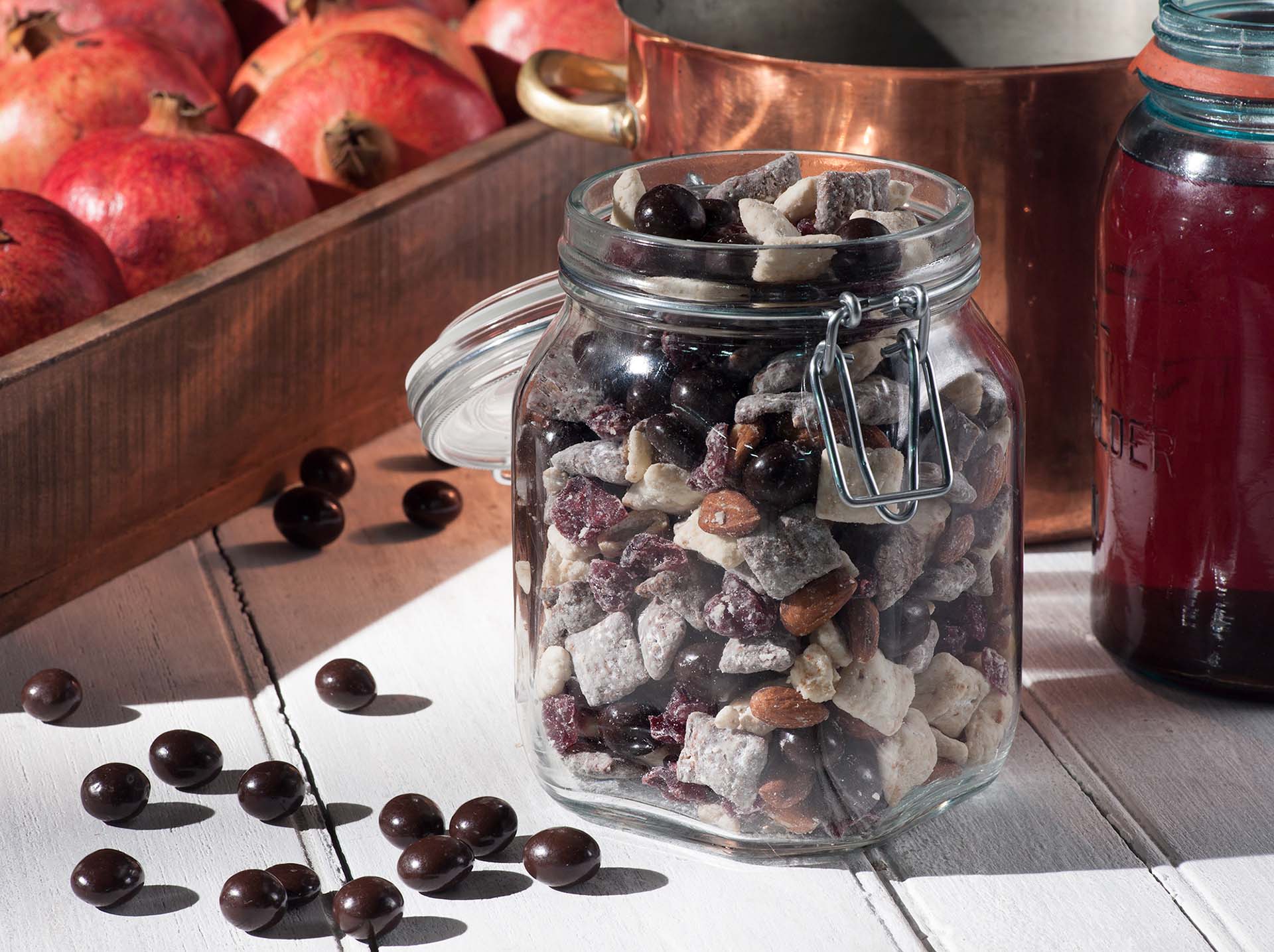 trail mix in large glass jar