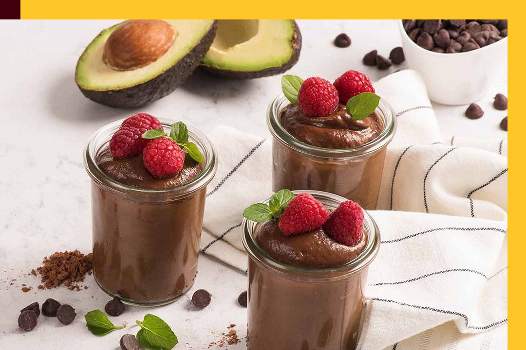 hersheys chocolate avocado mousse topped with raspberries